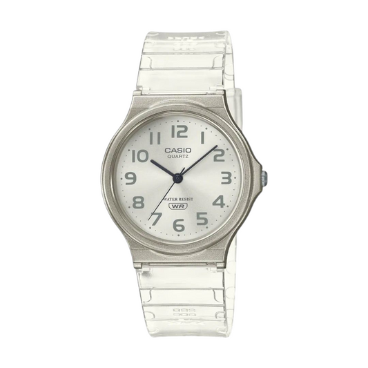 Casio Silver Analog Watch with White Dial MQ-24S-7B