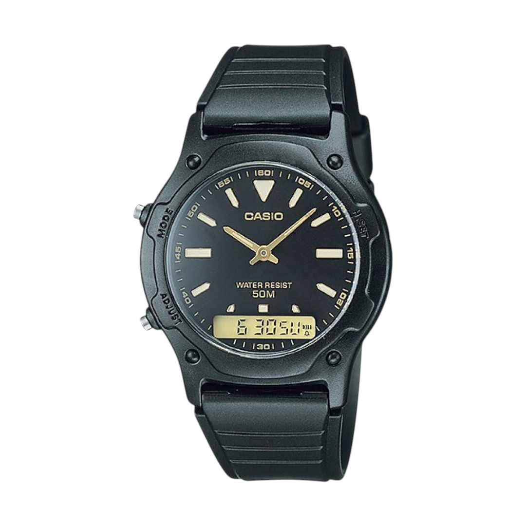 Casio Black Digital-Analog Watch with Water Resistance AW-49HE-1AV