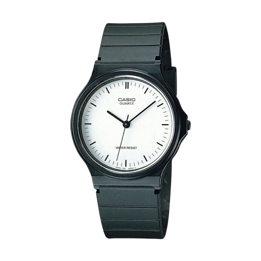 Casio Black Analog Watch with White Dial MQ-24-7EL