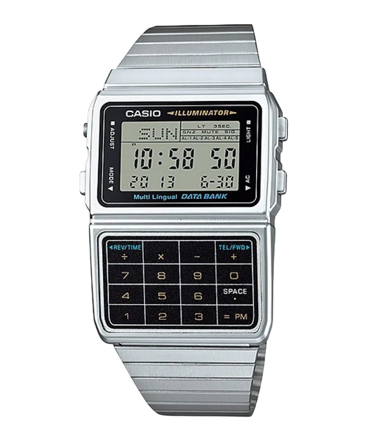 Casio Silver Digital Watch with Data Bank and Stainless Steel Band DBC-611-1