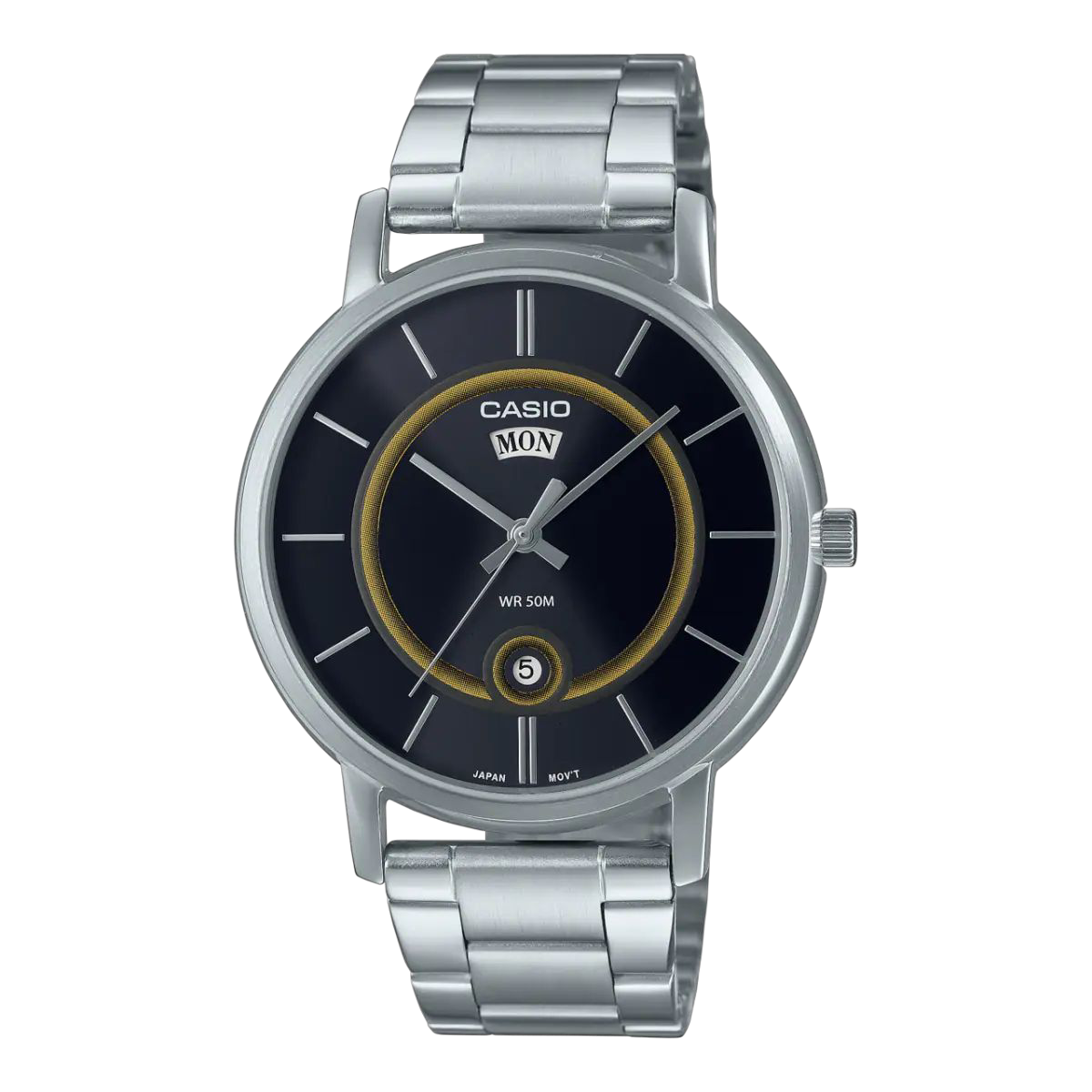 Casio Black Analog Watch with Stainless Steel Band MTP-B120D-1A