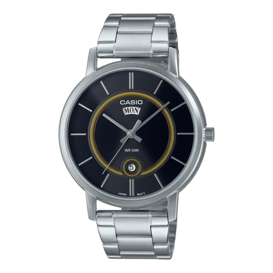 Casio Black Analog Watch with Stainless Steel Band MTP-B120D-1A