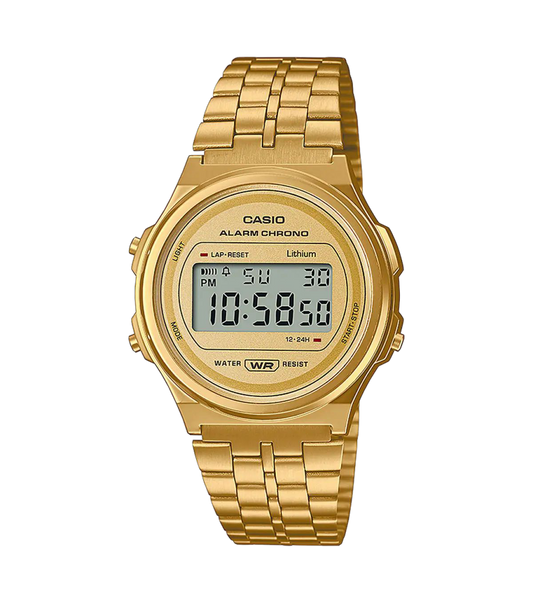 Casio Gold Digital Watch with Stainless Steel Band A171WEG-9A