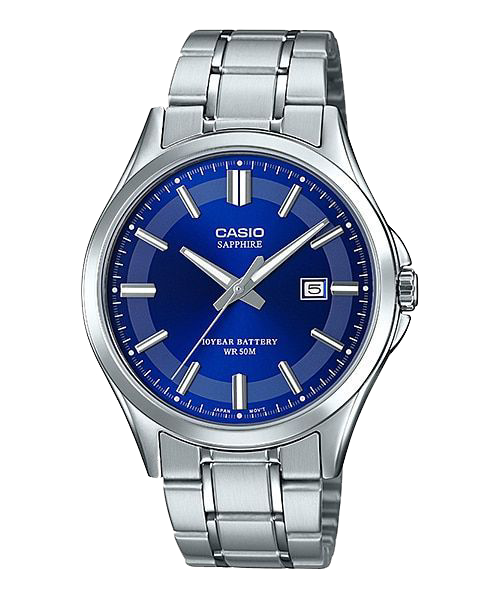 Casio Blue Analog Watch with Stainless Steel Band MTS-100D-2A