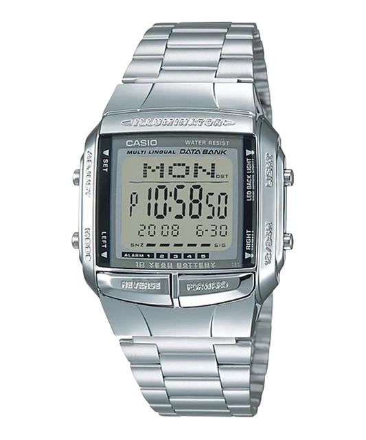 Casio Silver Digital Watch with 10-Year Battery and Data Bank Feature DB-360-1A