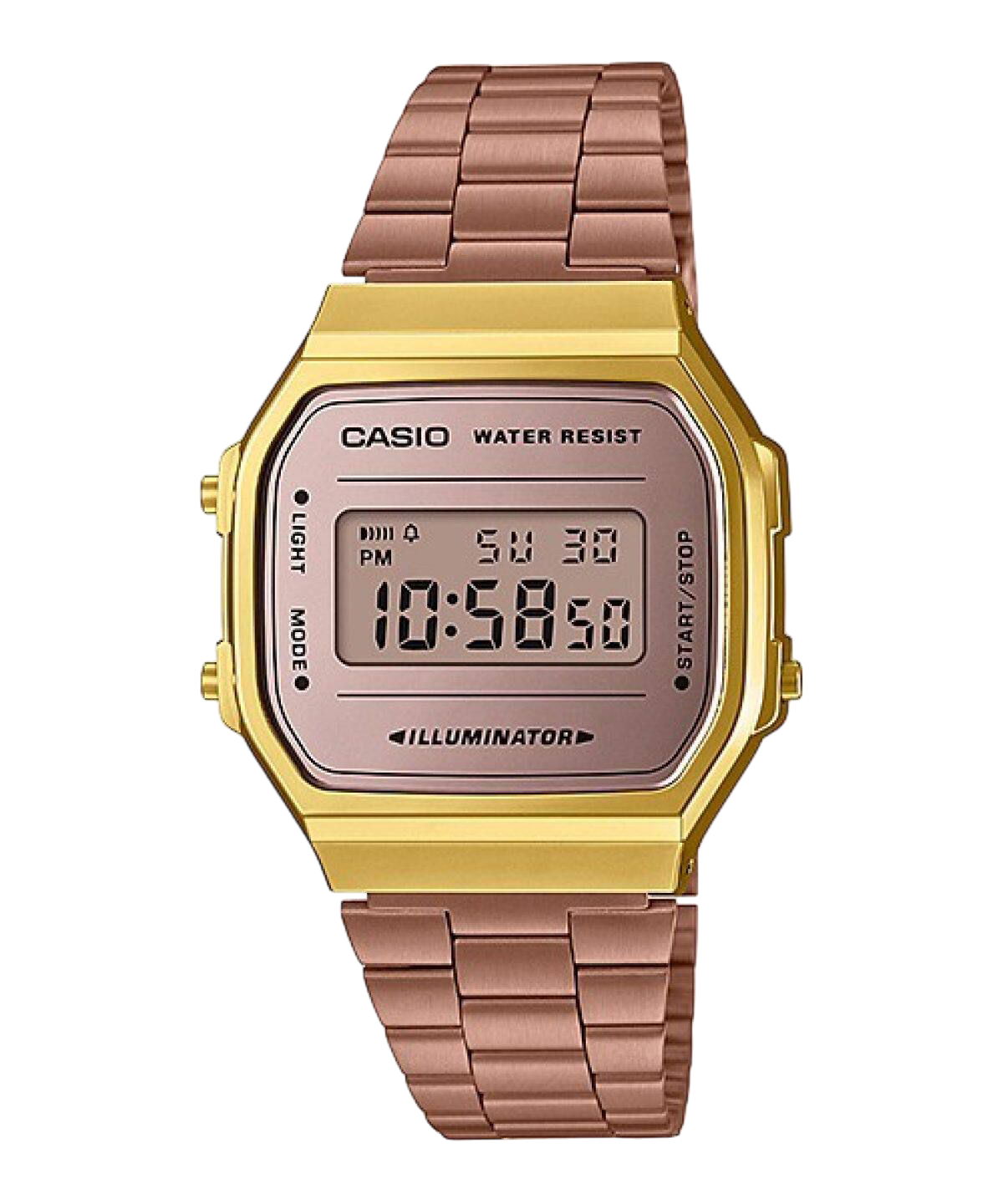 Casio Bronze Digital Watch with Stainless Steel Band A168WECM-5