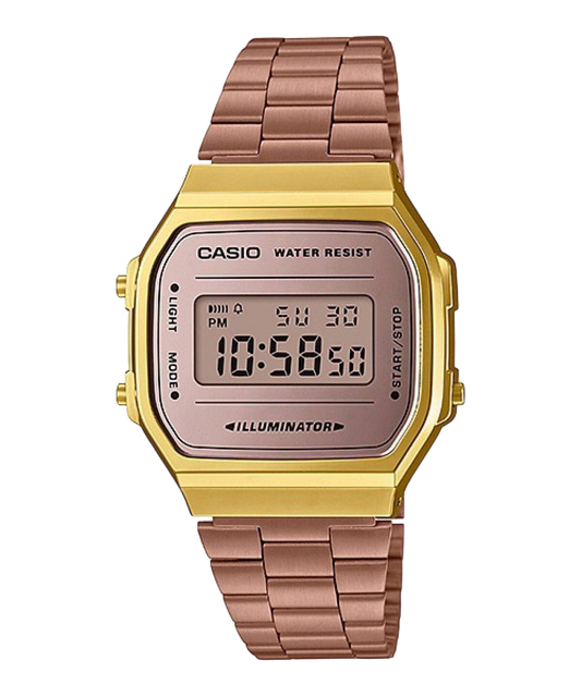 Casio Bronze Digital Watch with Stainless Steel Band A168WECM-5