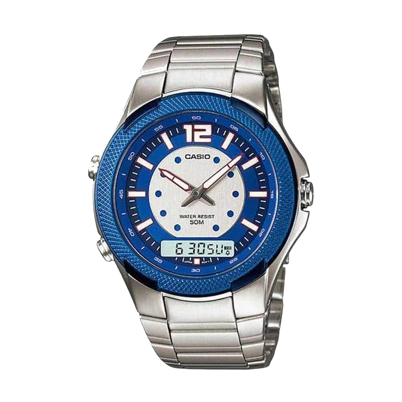 Casio Silver Analog Watch with Blue Dial and Stainless Steel Band MTA-1011D-2A1