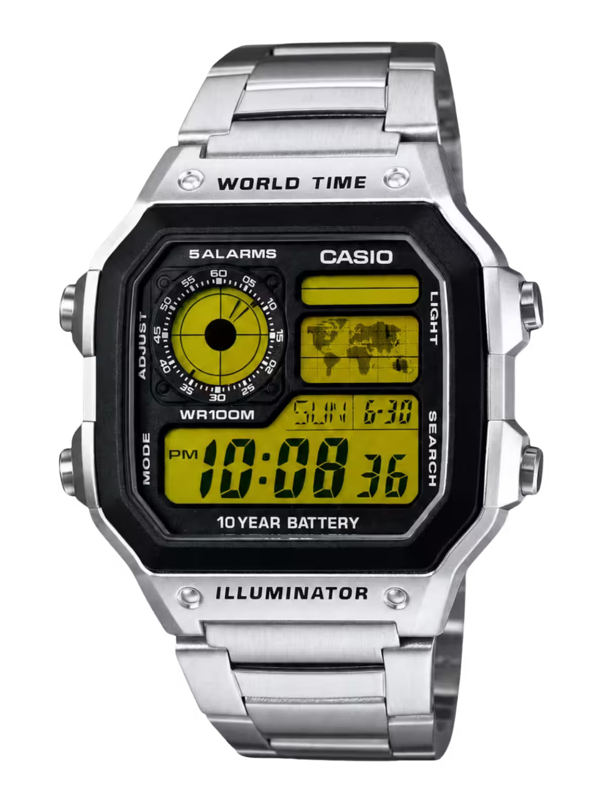 Casio Customized "RED" Edition Silver Steel Watch- AE-1200WHD