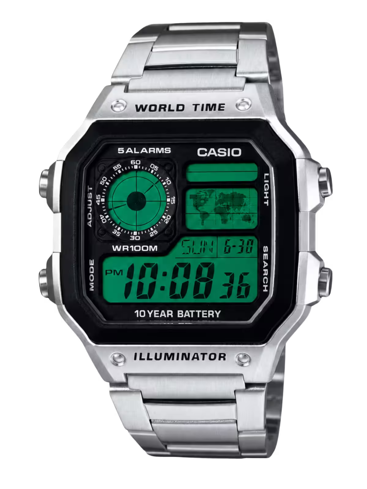 Casio Customized "RED" Edition Silver Steel Watch- AE-1200WHD