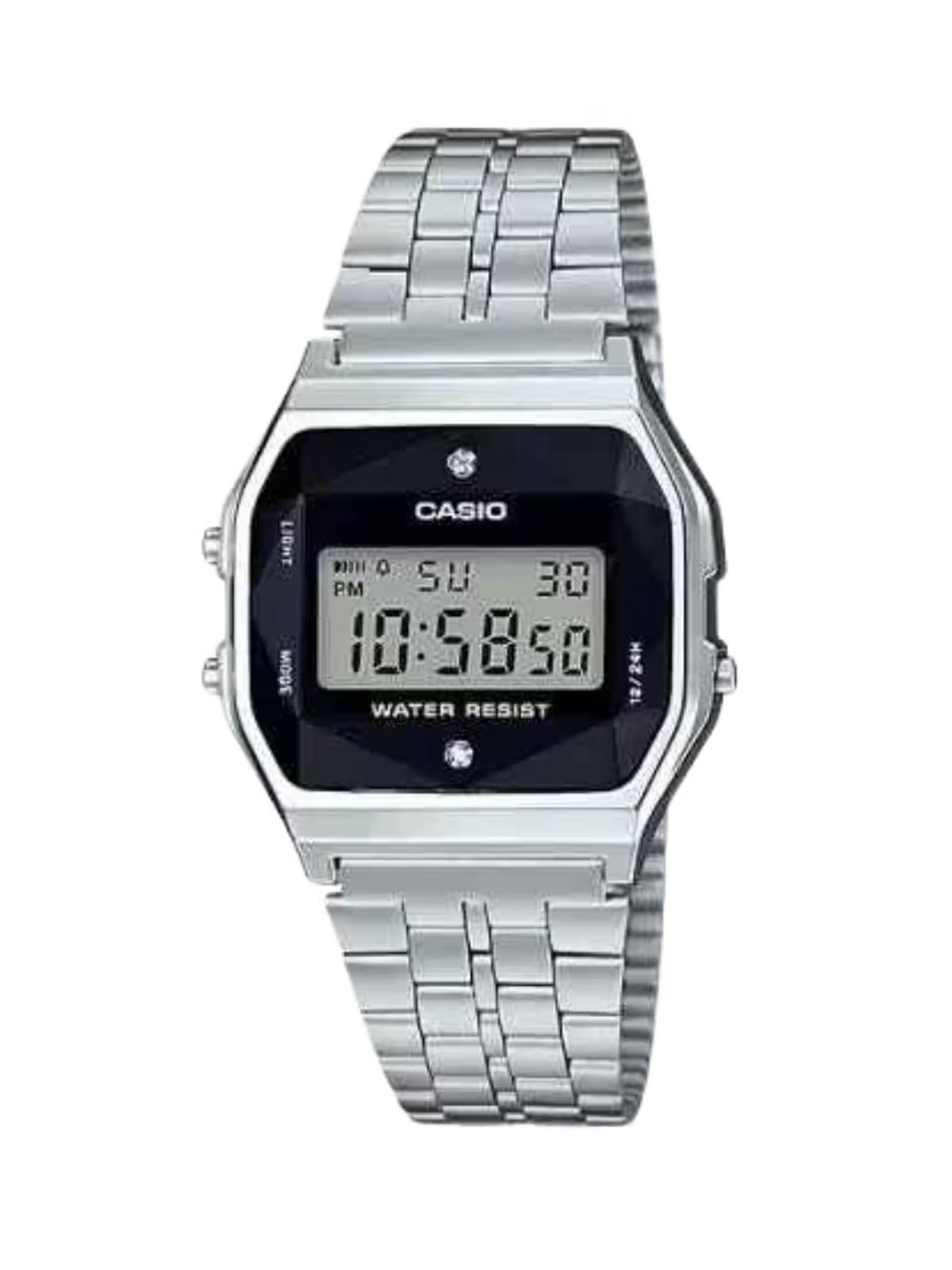 Casio A159WAD-1 Digital Watch with Natural Diamonds