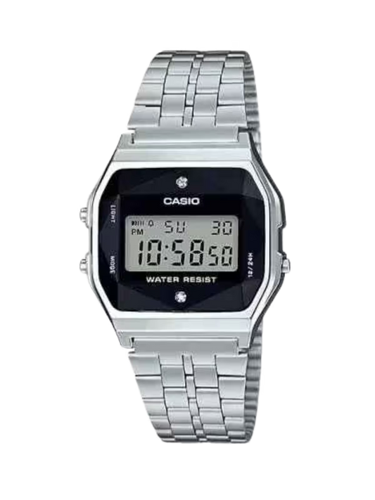 Casio A159WAD-1 Digital Watch with Natural Diamonds