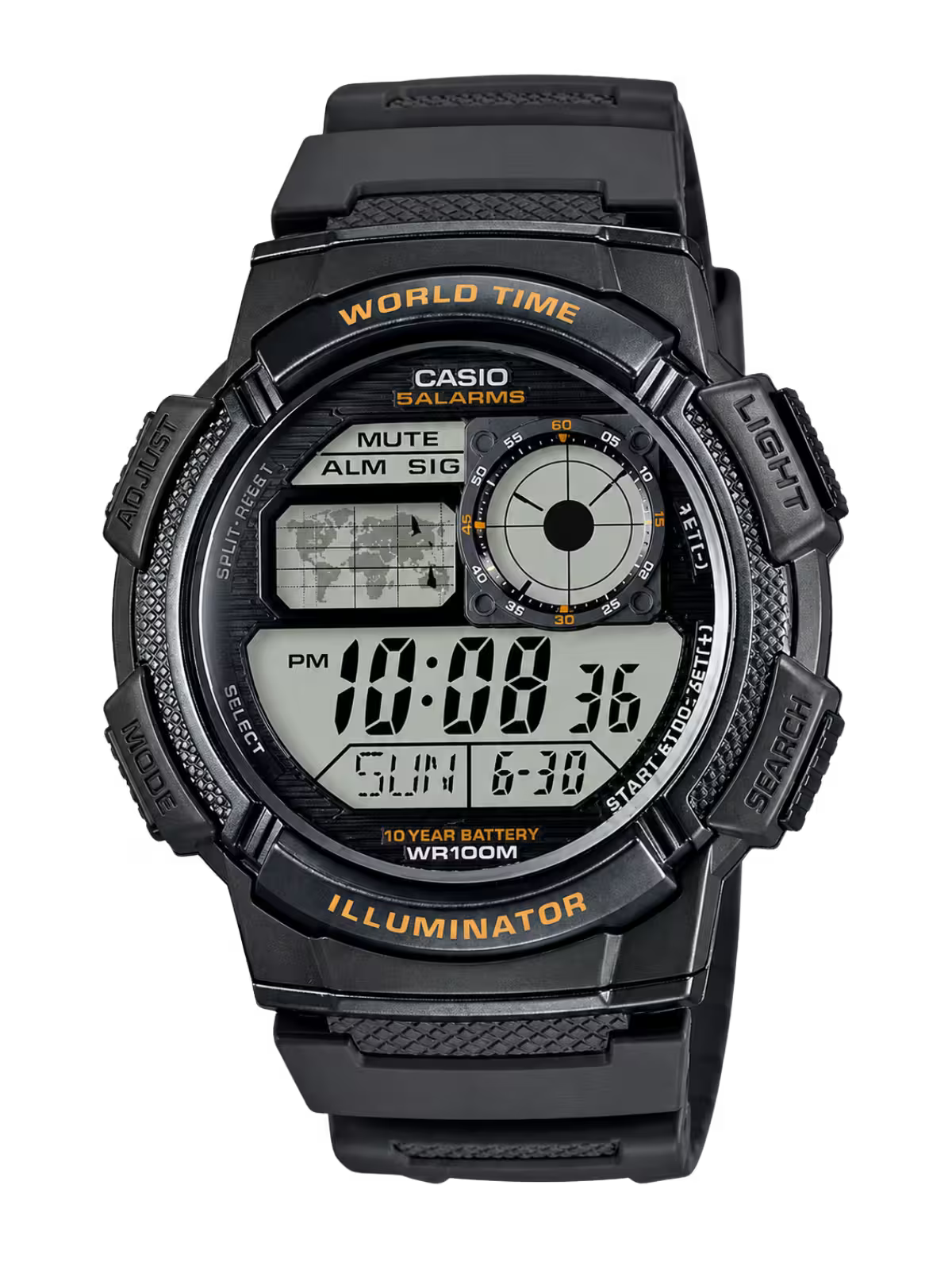 Casio AE-1000W-3AV World Time Green Digital Watch