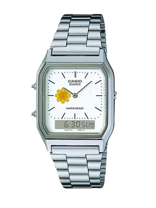 Casio Customized Al Arfaj Flower Edition Silver Watch- AQ-230A-7DMQ