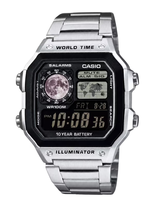 Casio Customized Astro Edition Silver Steel Watch- AE-1200WHD