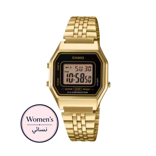 ساعة كاسيو LA680WGA-1 ذهبية للنساء