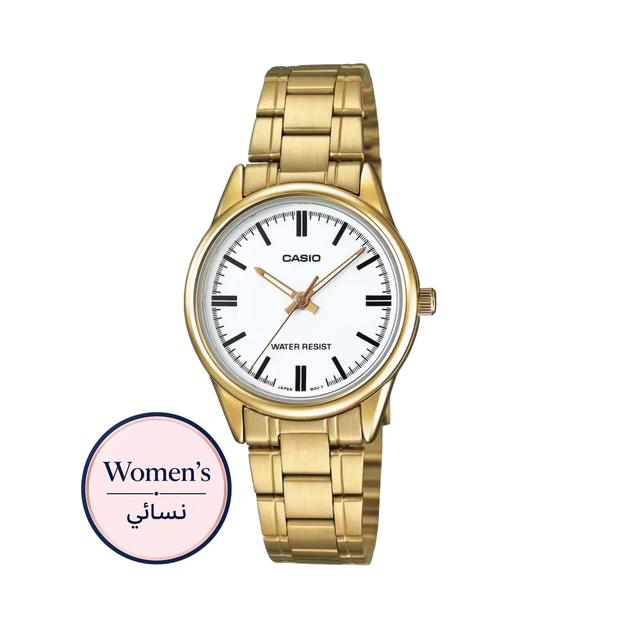 Casio LTP-V005G-7A Women's White Dial Gold Stainless Steel Watch