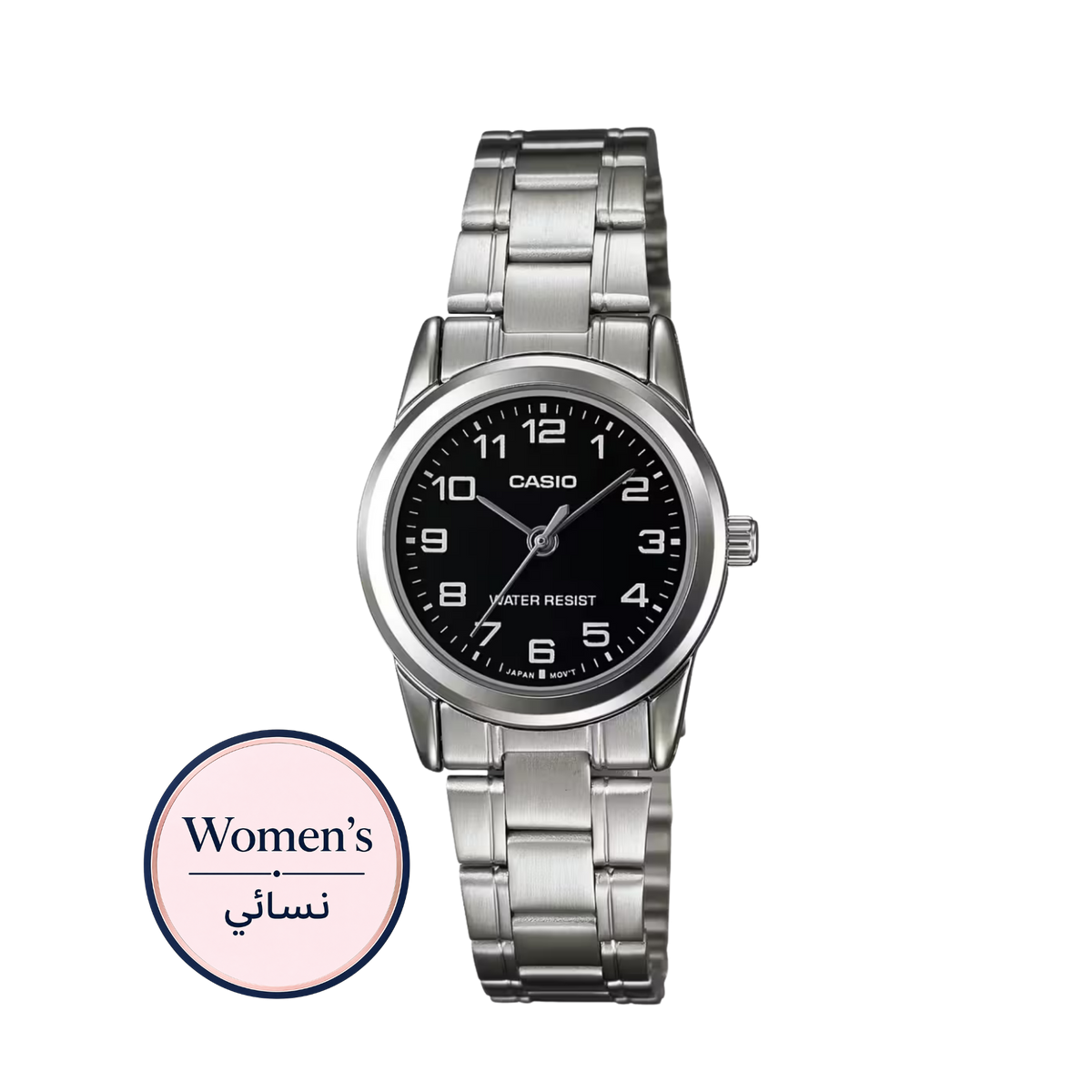 Casio LTP-V001D-1BUDF Women's Black Dial Silver Stainless Steel Watch