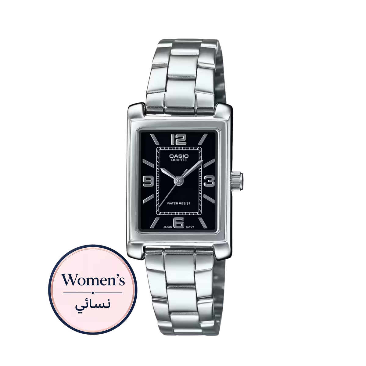 Casio LTP-1234DD-1A Women's Black Dial Silver Stainless Steel Watch