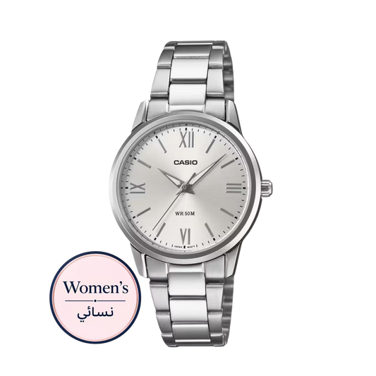 ساعة كاسيو LTP-1303DD-7AVDF فضية للنساء