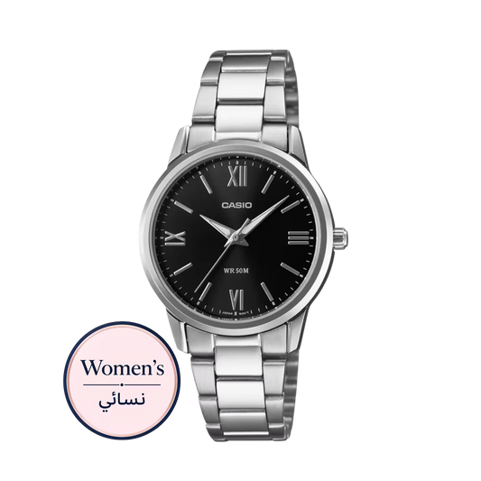 ساعة كاسيو النسائية السوداء LTP-1303DD-1AVDF
