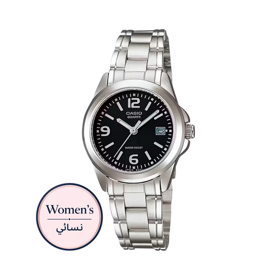 ساعة كاسيو LTP-1215A-1ADF سوداء للنساء