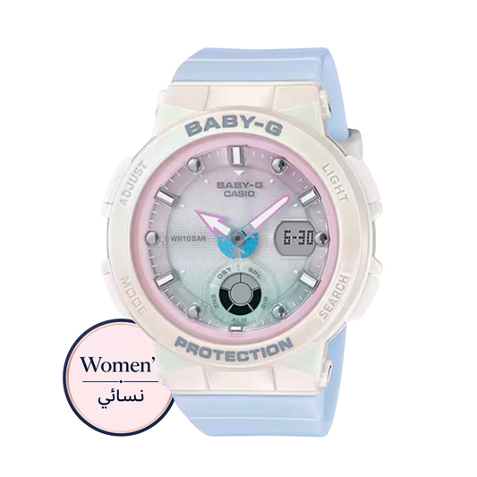ساعة بيبي جي BGA-250-7A3DR البيضاء للنساء