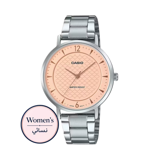 Casio LTP-VT04D-4A Women's Pink Dial Silver Stainless Steel Watch