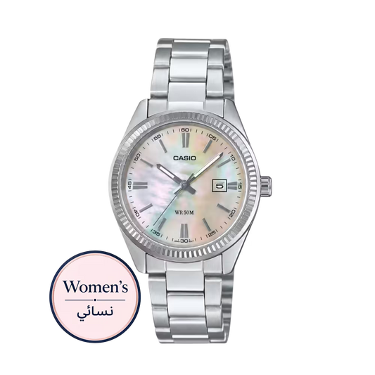 Casio LTP-1302DS-4AV Women's Pink Mother of Pearl Dial Stainless Steel Watch