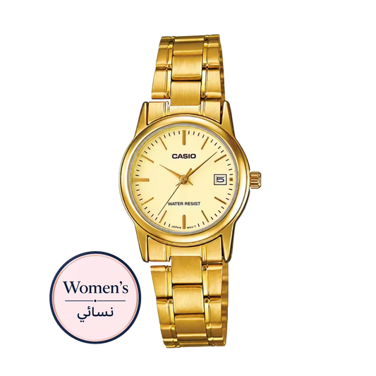 Casio LTP-V002G-9A Women's Gold Dial Gold Stainless Steel Watch