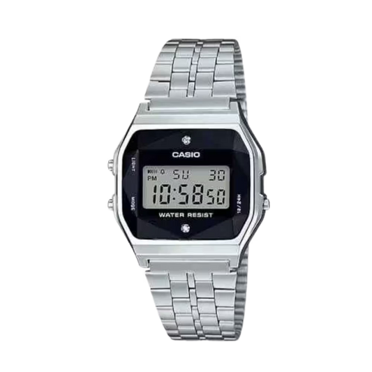 Casio A159WAD-1 Digital Watch with Natural Diamonds