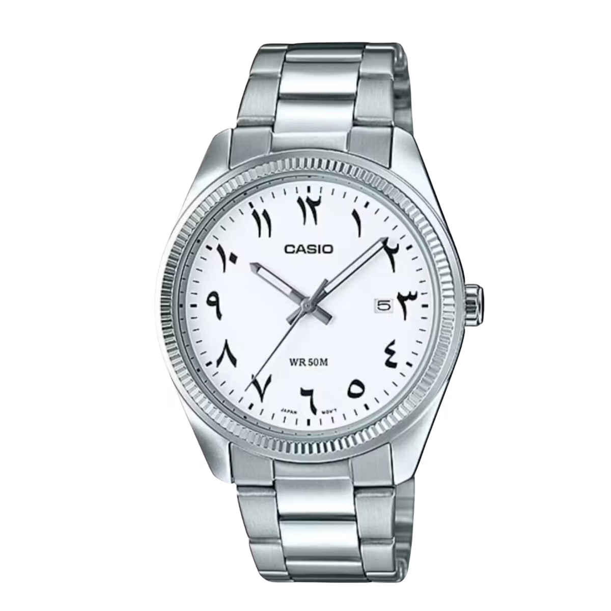 Casio MTP-1302D-7B3VDF Men's Arabic Numeral White Dial Silver Stainless Steel Watch