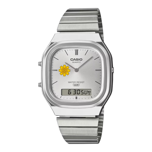 Casio Customized Al Arfaj Flower Edition Silver Watch- AQ-240E-7A
