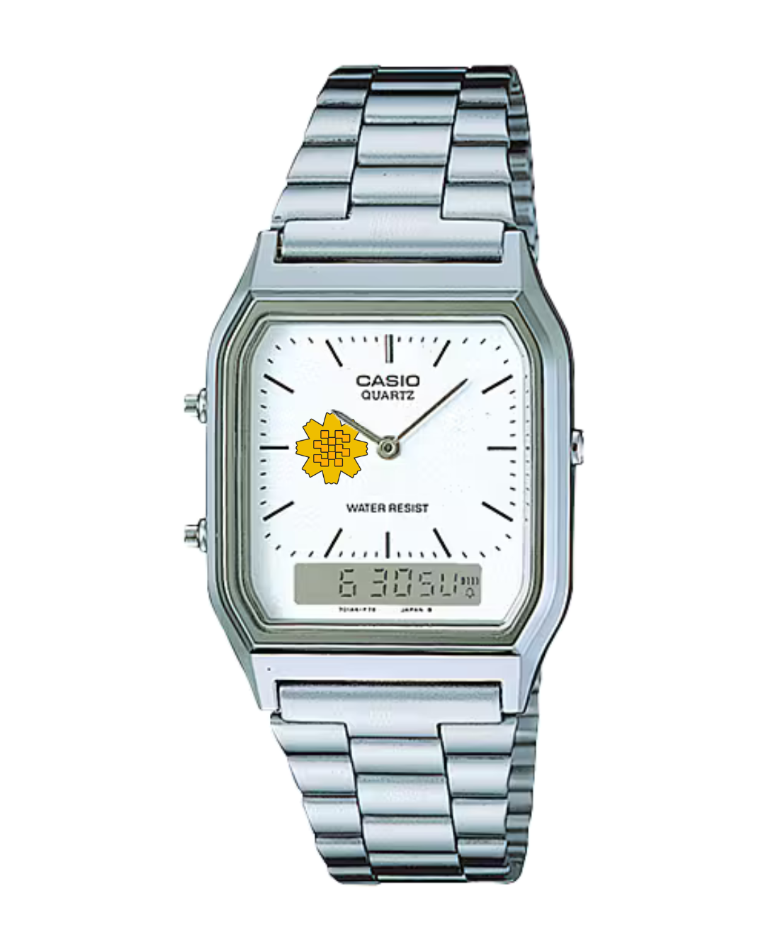 Casio Customized Al Arfaj Flower Edition Silver Watch- AQ-230A-7DMQ