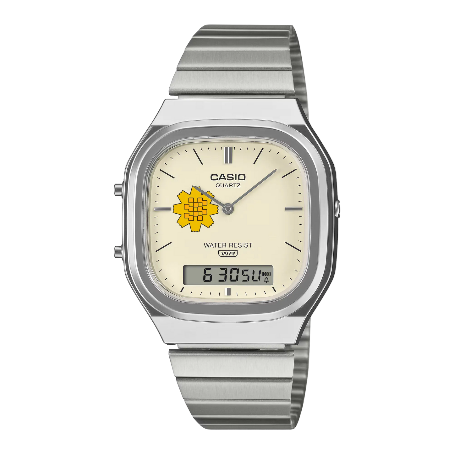 Casio Customized Al Arfaj Flower Edition Silver Watch- AQ-240E-7A2