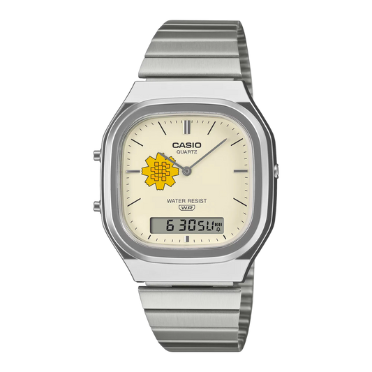 Casio Customized Al Arfaj Flower Edition Silver Watch- AQ-240E-7A2