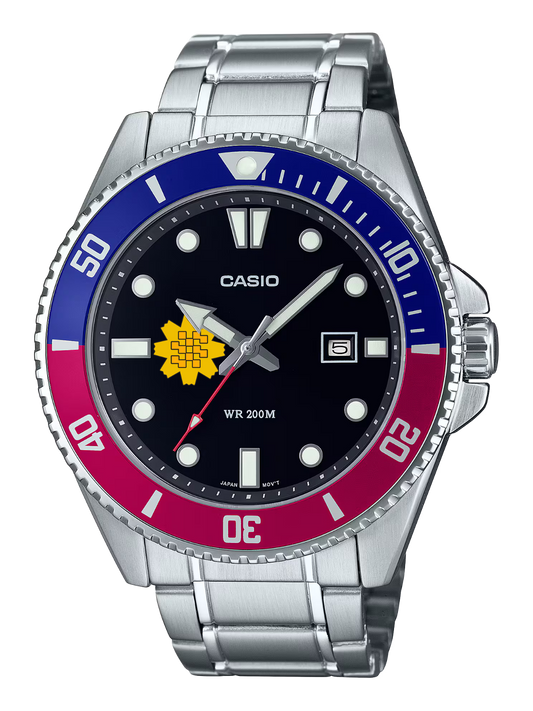 Casio Customized Al Arfaj Flower Edition Silver Watch- MDV-107D-1A3V