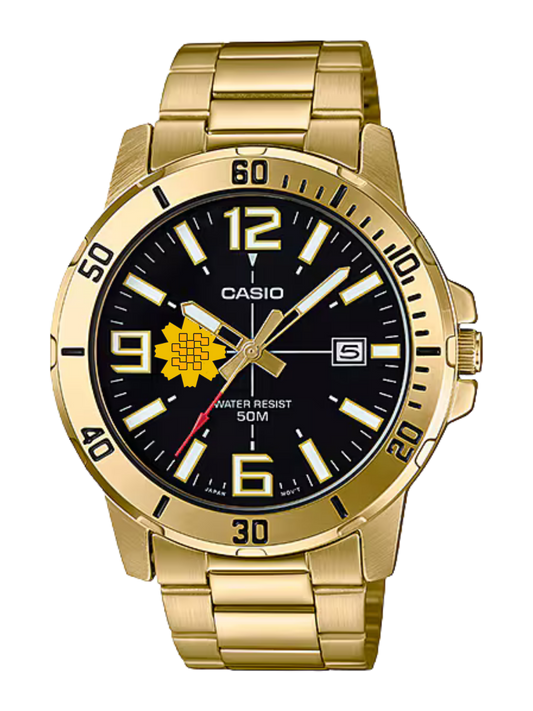 Casio Customized Al Arfaj Flower Edition Gold Watch- MTP-VD01G-1BV