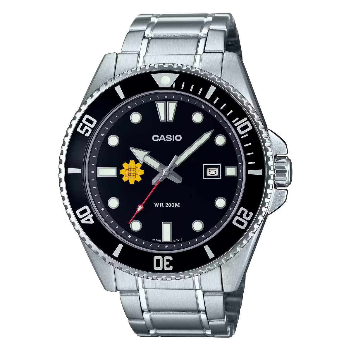 Casio Customized Al Arfaj Flower Edition Silver Watch- MDV-107D-1A1V