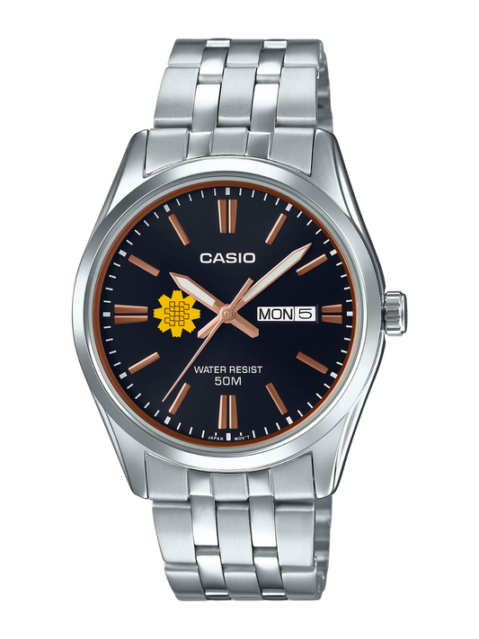 Casio Customized Al Arfaj Flower Edition Black Watch- MTP-1335D-1A2V