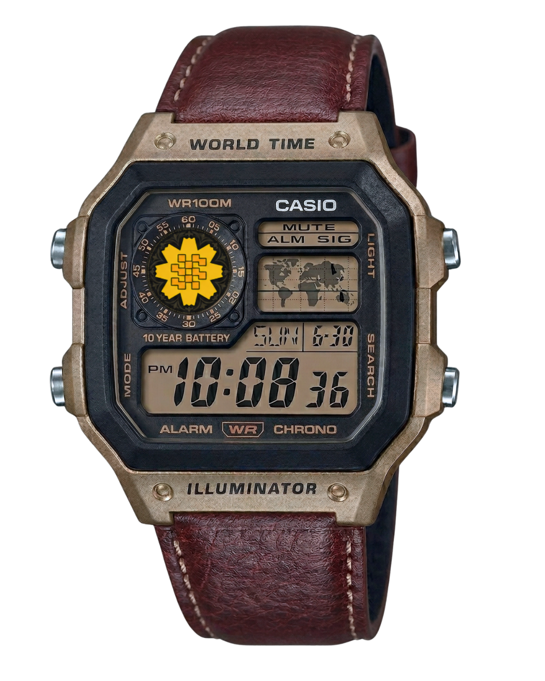 Casio Customized Al Arfaj Flower Edition Brown Watch- AE-1200WHL