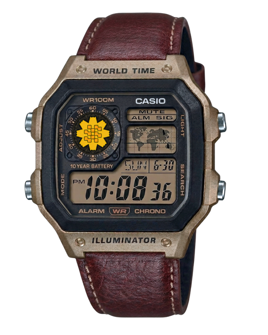 Casio Customized Al Arfaj Flower Edition Brown Watch- AE-1200WHL