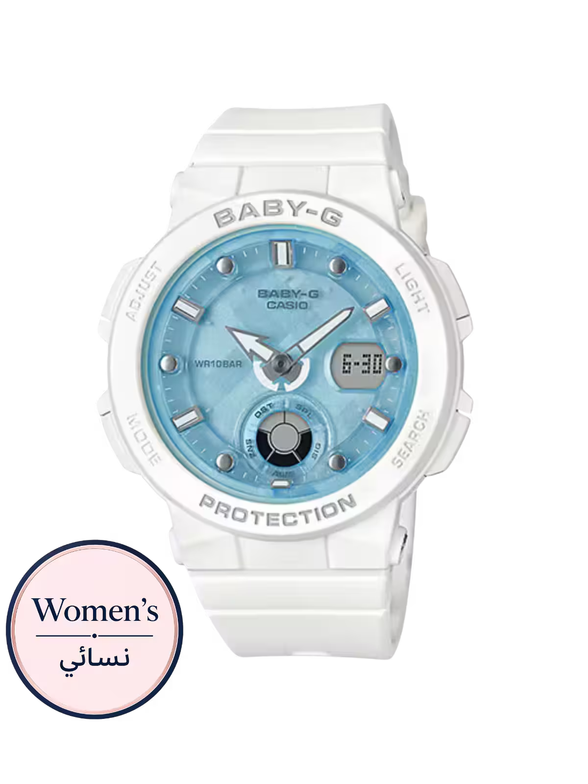 ساعة بيبي جي BGA-250-7A1DR بيضاء نسائية