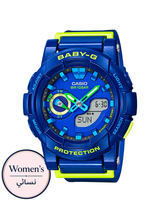 ساعة Baby-G BGA-185FS-2ADR نسائية باللون الأزرق