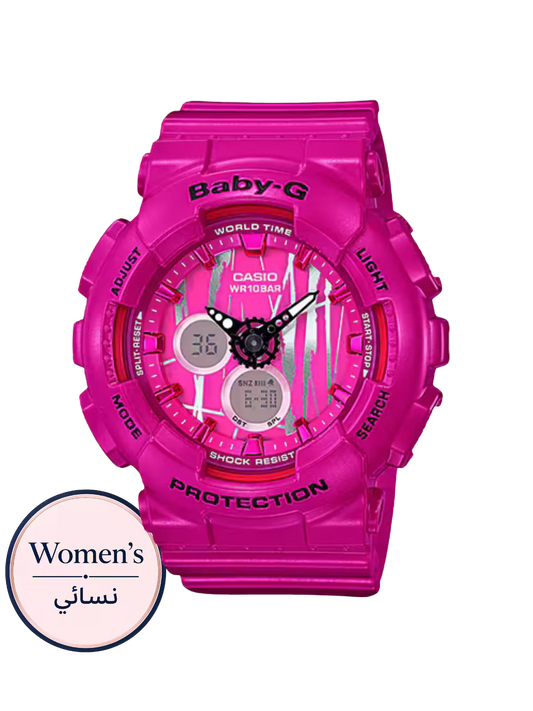 ساعة Baby-G BA-120SP-4ADR وردية للنساء