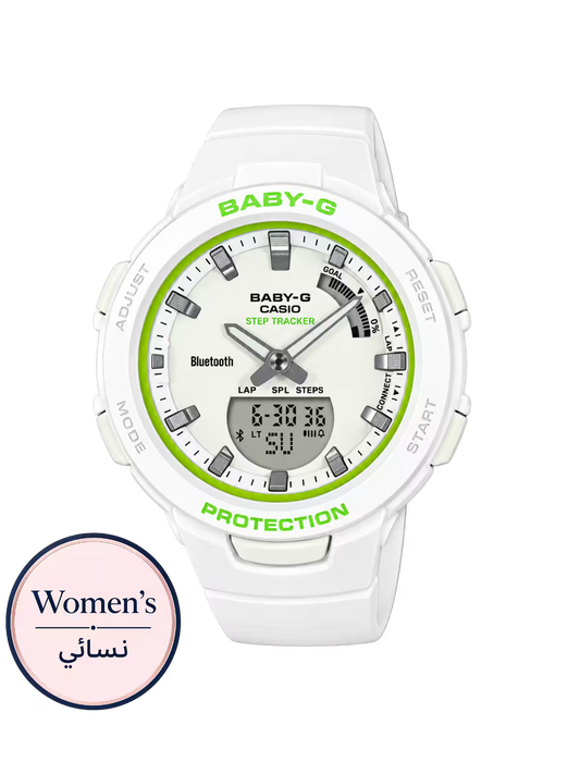 ساعة بلوتوث بيبي-جي BSA-B100SC-7ADR بيضاء نسائية