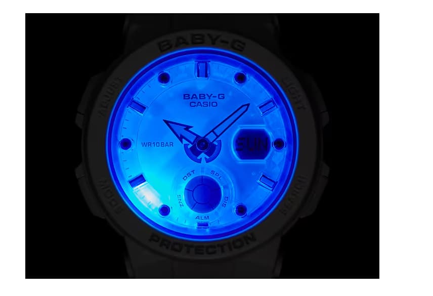ساعة بيبي جي BGA-250-7A1DR بيضاء نسائية