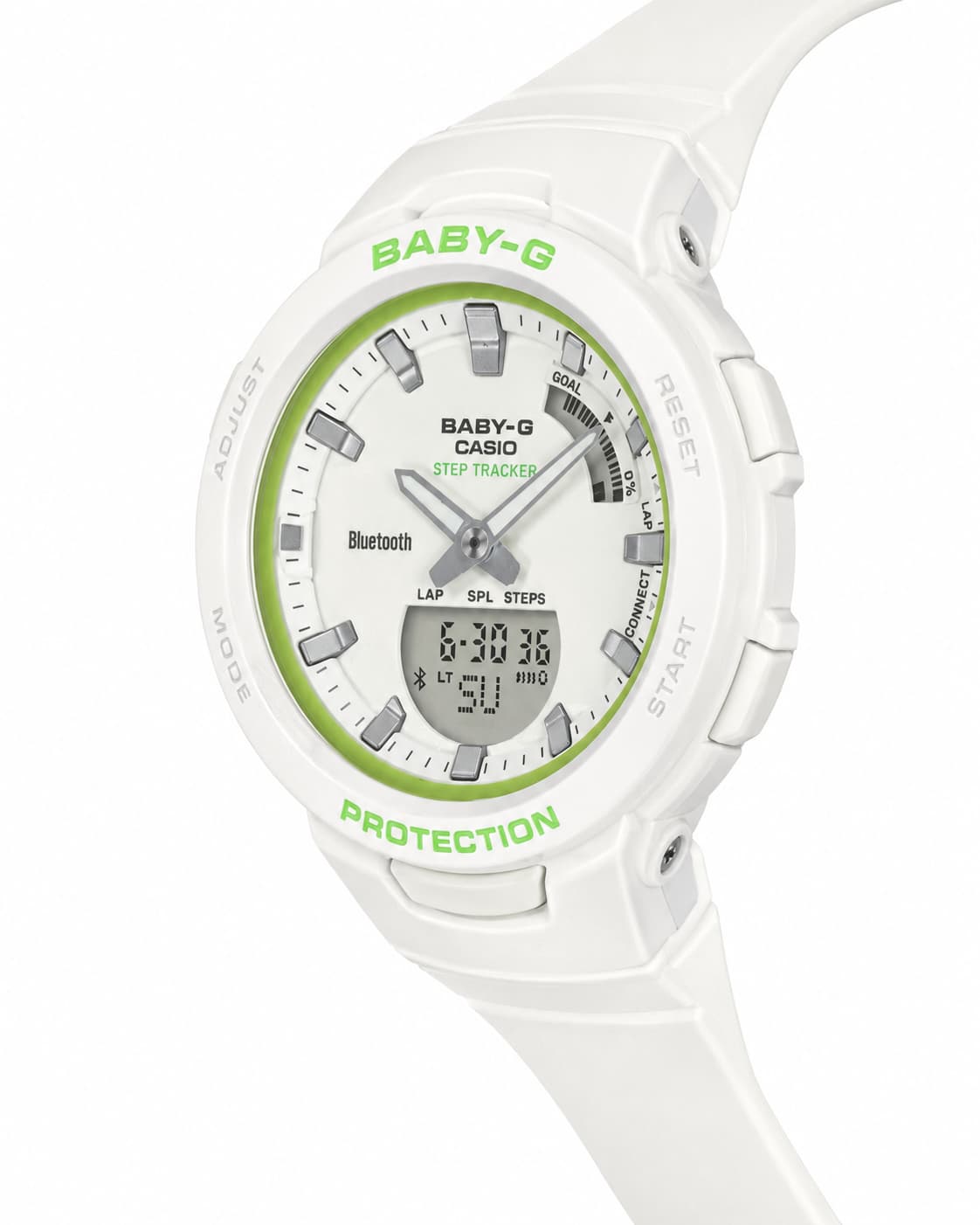 ساعة بلوتوث بيبي-جي BSA-B100SC-7ADR بيضاء نسائية