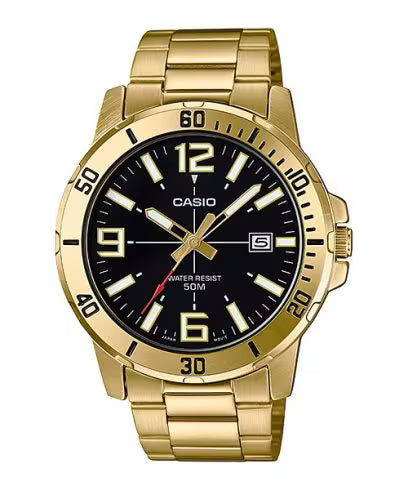 Casio MTP-VD01G-1B Gold Stainless Steel Black Analog