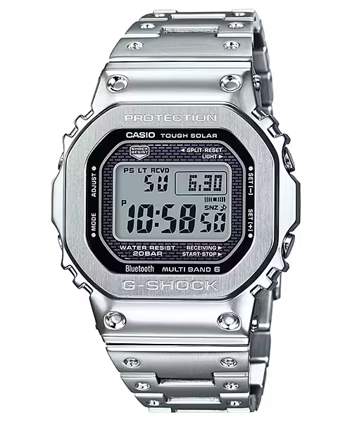 G-Shock GMW-B5000D-1DR Solar Powered Bluetooth Multi-Band 6 Silver Steel Watch